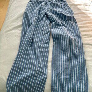 100% cotton blue and white striped pajama pants NWOT